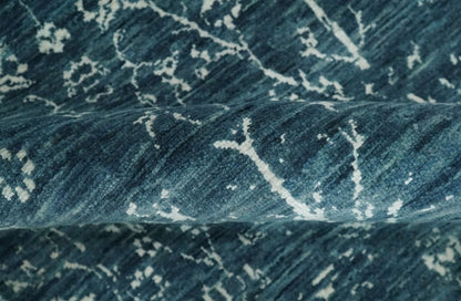 Hand - Knotted Vintage Wool Runner Rug White and Blue Traditional Design 2x10 - MyTuftedRugs.com