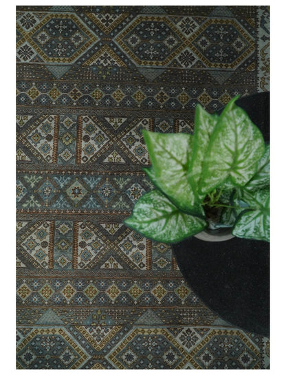 Hand - Knotted Wool Rug Blue and Brown Traditional Design 8x10 - MyTuftedRugs.com