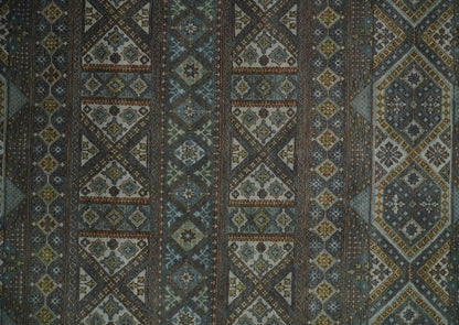 Hand - Knotted Wool Rug Blue and Brown Traditional Design 8x10 - MyTuftedRugs.com