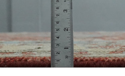 Hand - Knotted Wool Rug – Gray, Rust & Beige Traditional Medallion (8x10) - MyTuftedRugs.com