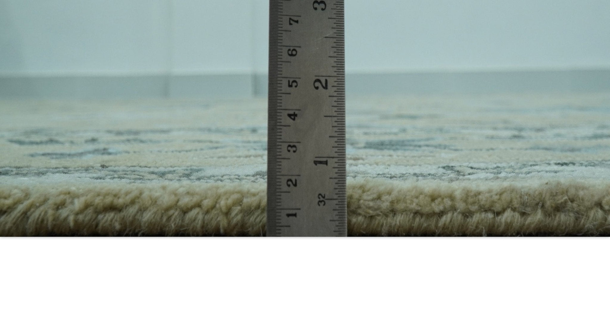 Hand - Tufted 8x10 Oriental Oushak Rug | Beige, Ivory & Blue Wool - MyTuftedRugs.com