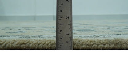 Hand - Tufted 8x10 Oriental Oushak Rug | Beige, Ivory & Blue Wool - MyTuftedRugs.com