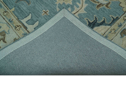 Hand - Tufted Wool Rug – Blue, Ivory & Beige Oushak (8x10) - MyTuftedRugs.com