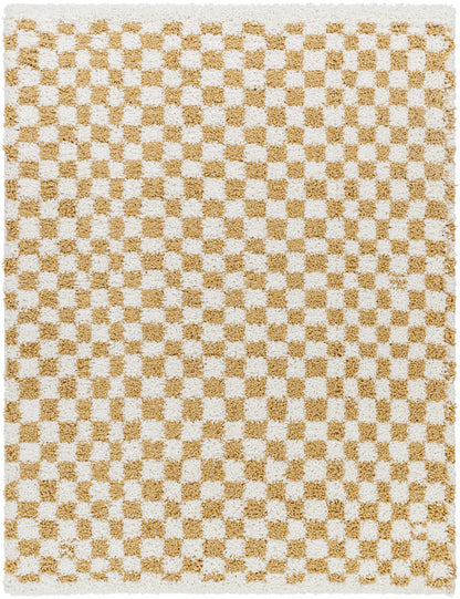 Kieu Mustard & Ivory Checkered Area Rug - MyTuftedRugs.com