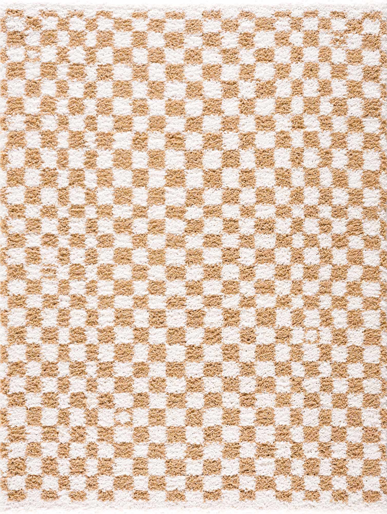 Kieu Mustard & Ivory Checkered Area Rug - MyTuftedRugs.com