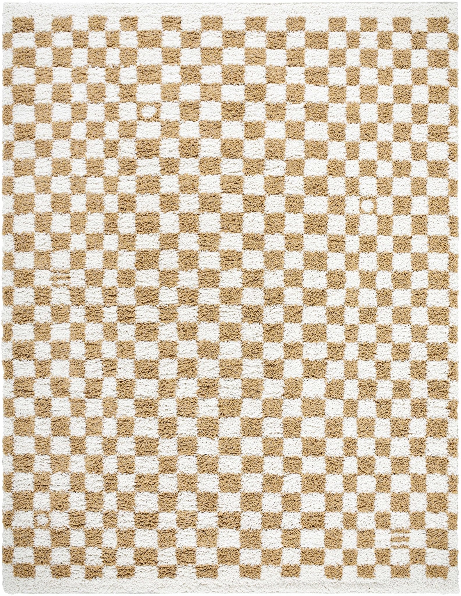 Kieu Mustard & Ivory Checkered Area Rug - MyTuftedRugs.com