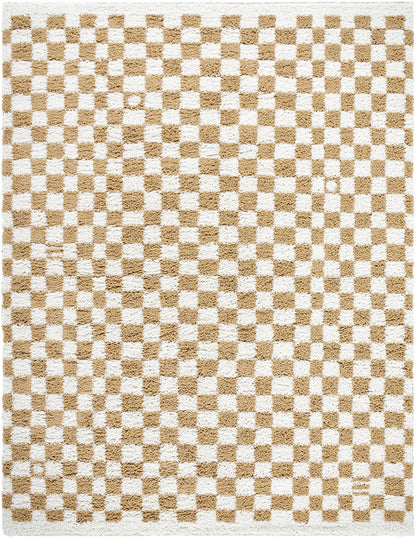 Kieu Mustard & Ivory Checkered Area Rug - MyTuftedRugs.com