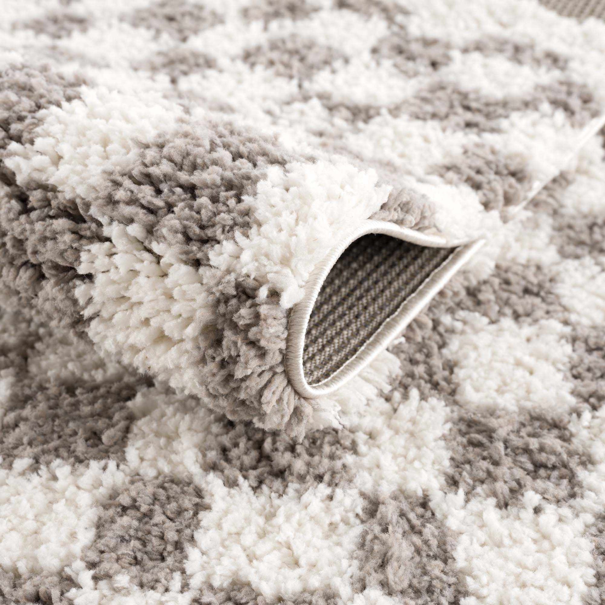 Kieu Taupe Checkered Plush Rug - MyTuftedRugs.com