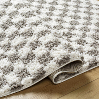Kieu Taupe Checkered Plush Rug - MyTuftedRugs.com
