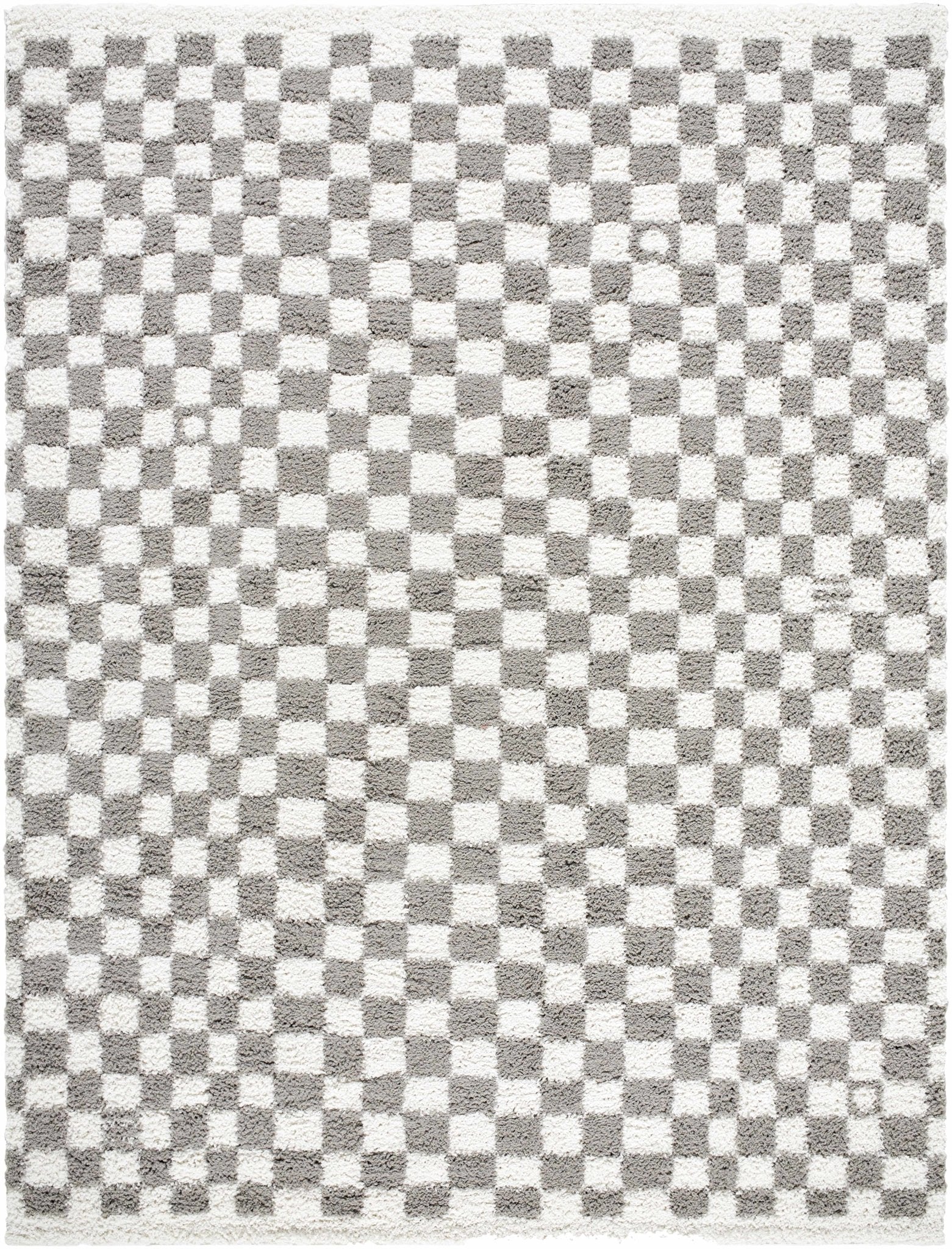 Kieu Taupe Checkered Plush Rug - MyTuftedRugs.com