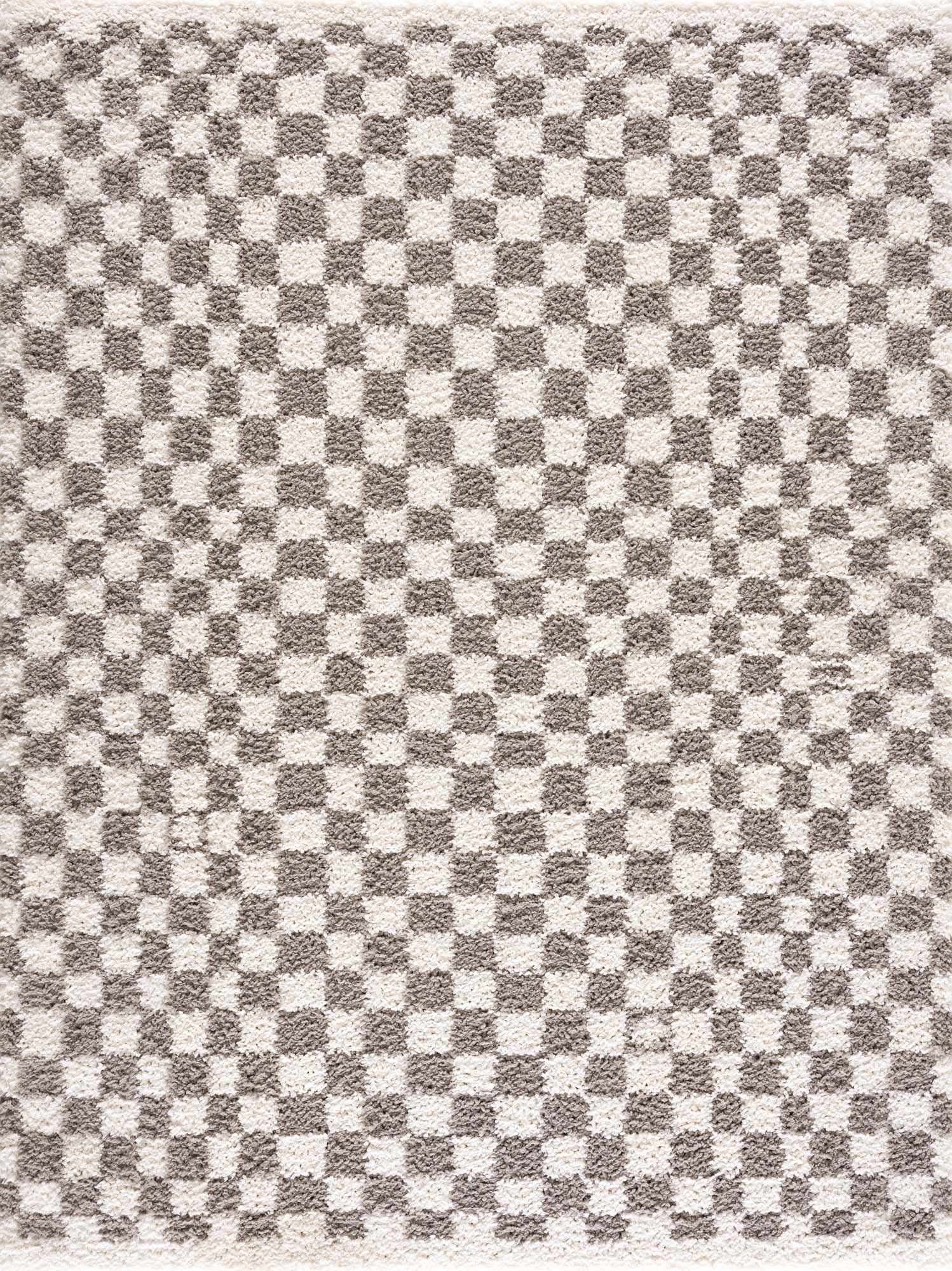 Kieu Taupe Checkered Plush Rug - MyTuftedRugs.com