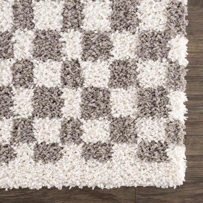 Kieu Taupe Checkered Plush Rug - MyTuftedRugs.com