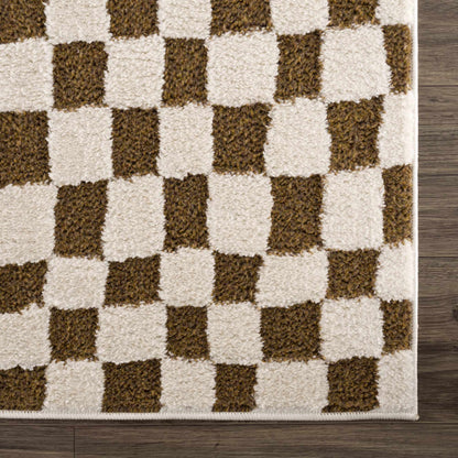 Lajos Brown Checkered Shag Rug - MyTuftedRugs.com