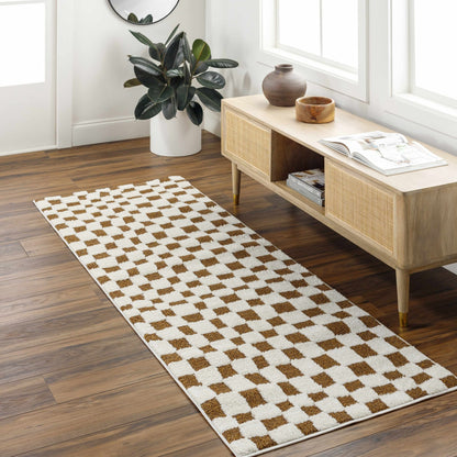 Lajos Brown Checkered Shag Rug - MyTuftedRugs.com