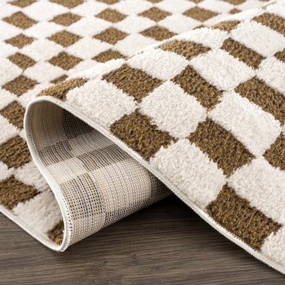 Lajos Brown Checkered Shag Rug - MyTuftedRugs.com