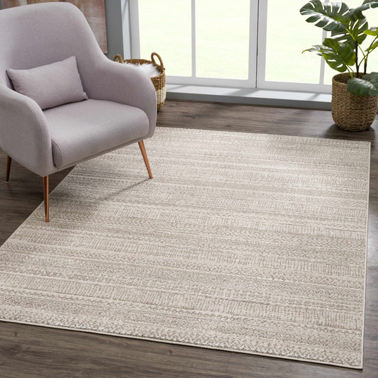 Nate Beige Tribal High Pile Carpet - MyTuftedRugs.com