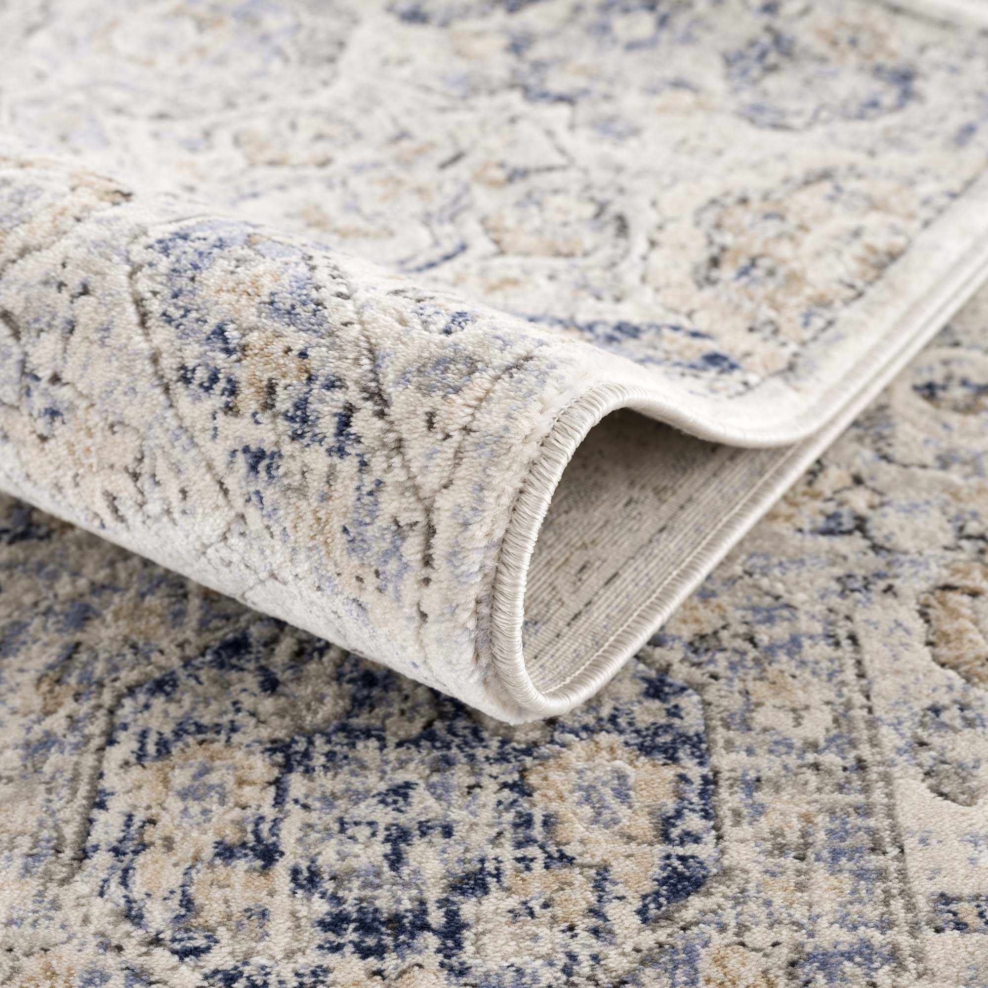 Parkerfield Cream & Blue Area Rug - MyTuftedRugs.com