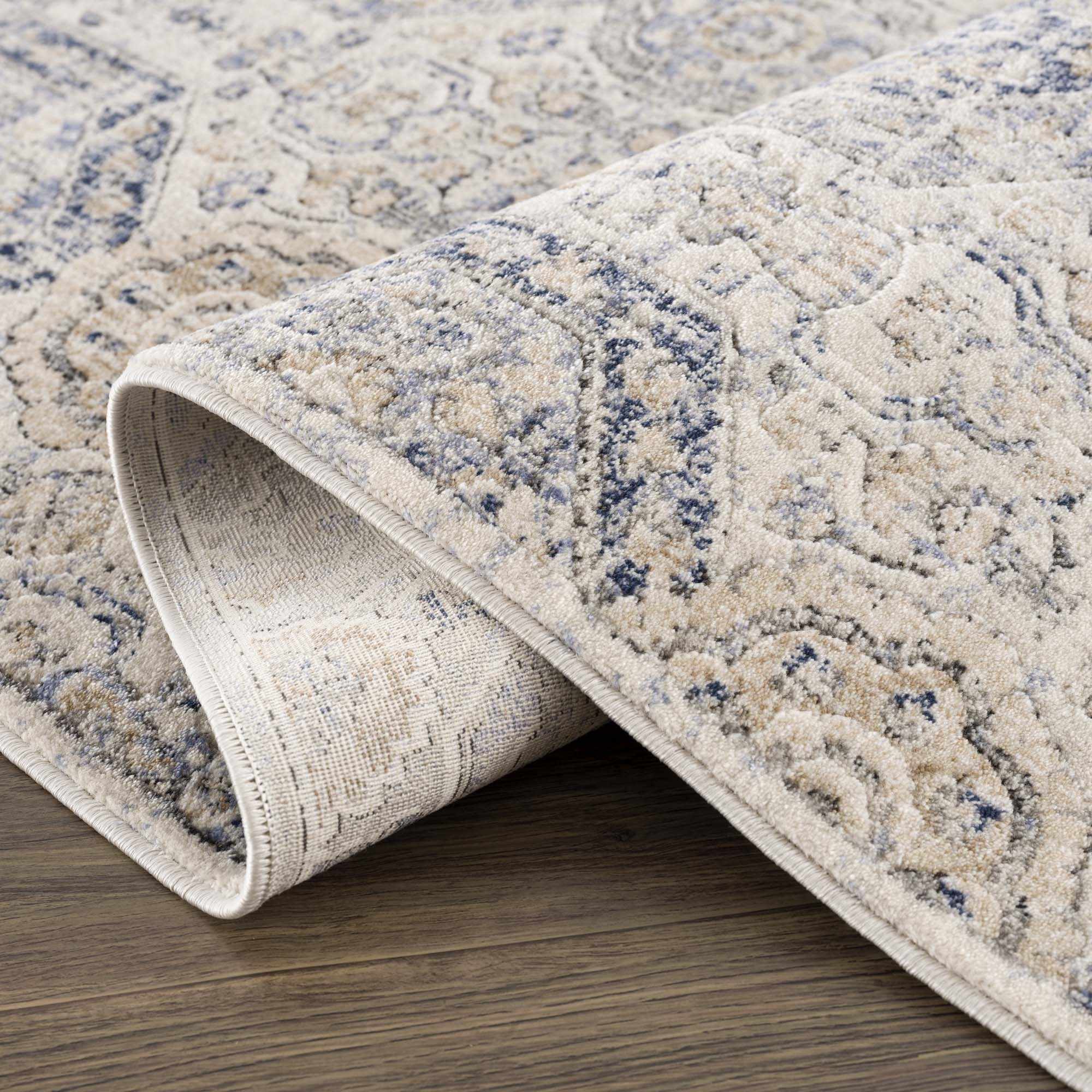 Parkerfield Cream & Blue Area Rug - MyTuftedRugs.com