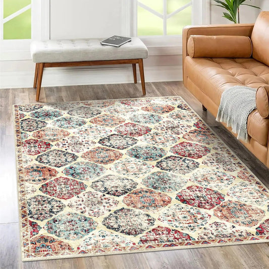 Poeti Machine Washable Vintage Rug Soft Non Slip Pet Friendly Rug - MyTuftedRugs.com