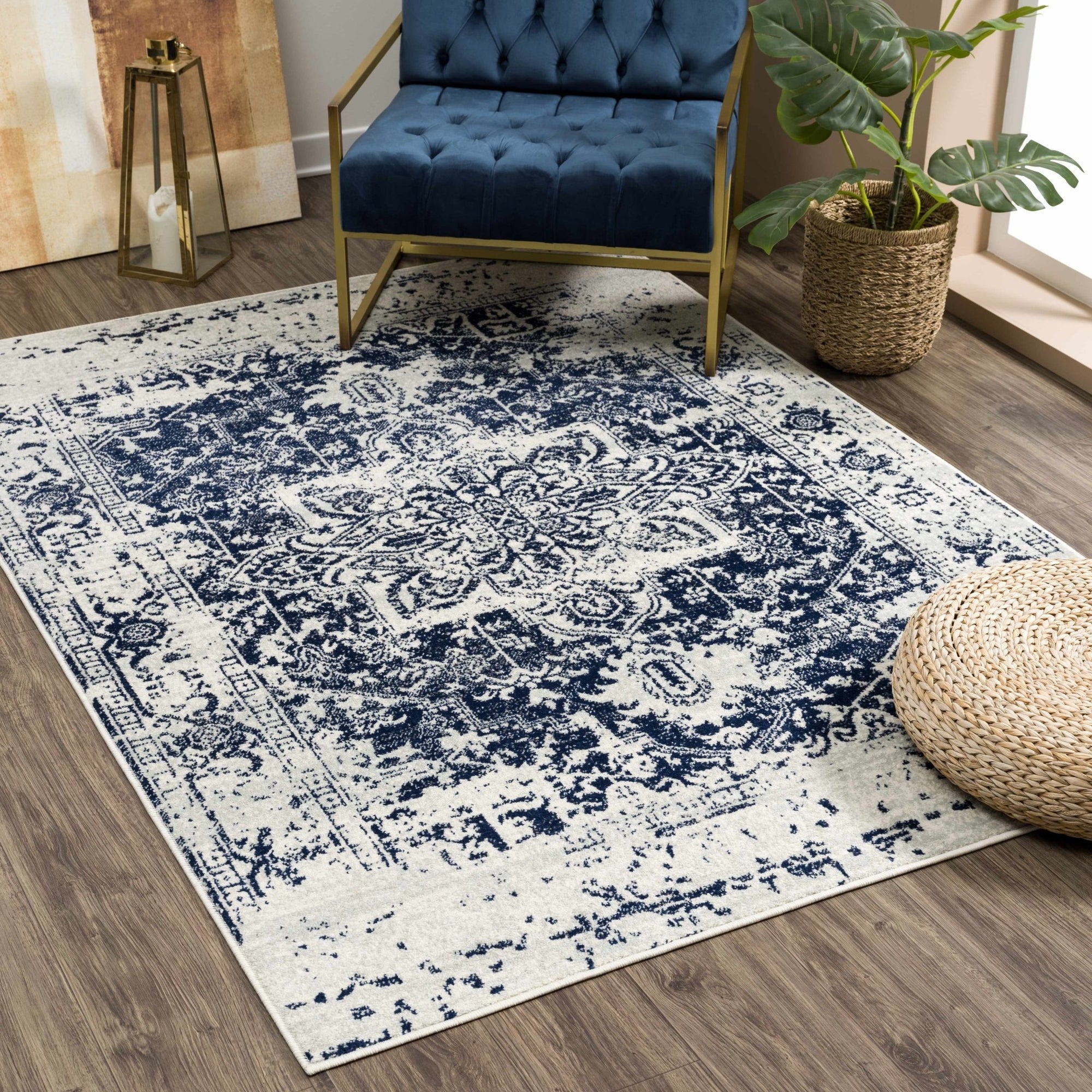 Rachel Navy Area Rug - MyTuftedRugs.com
