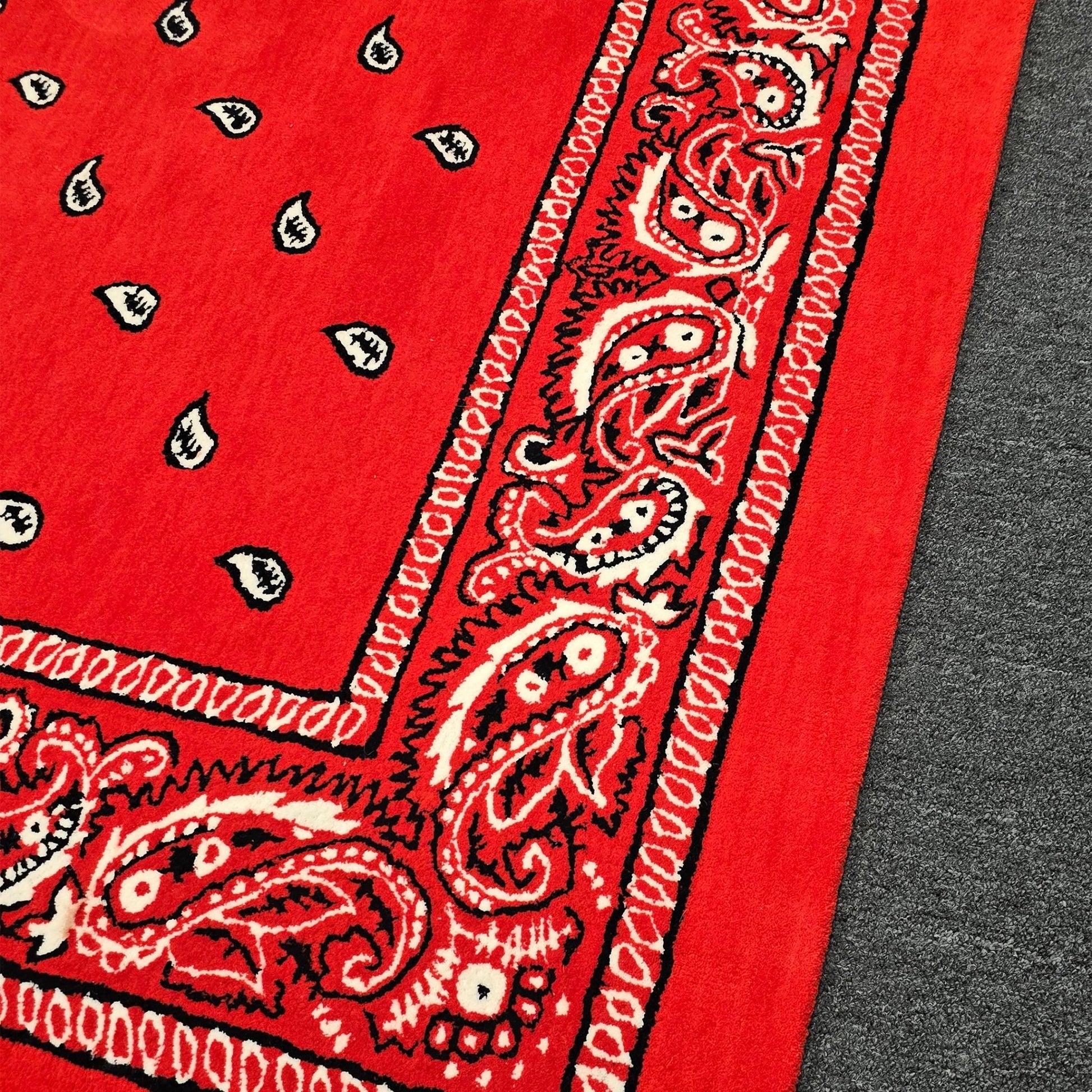 Red Paisley Pattern Hand Tufted Rug - MyTuftedRugs.com
