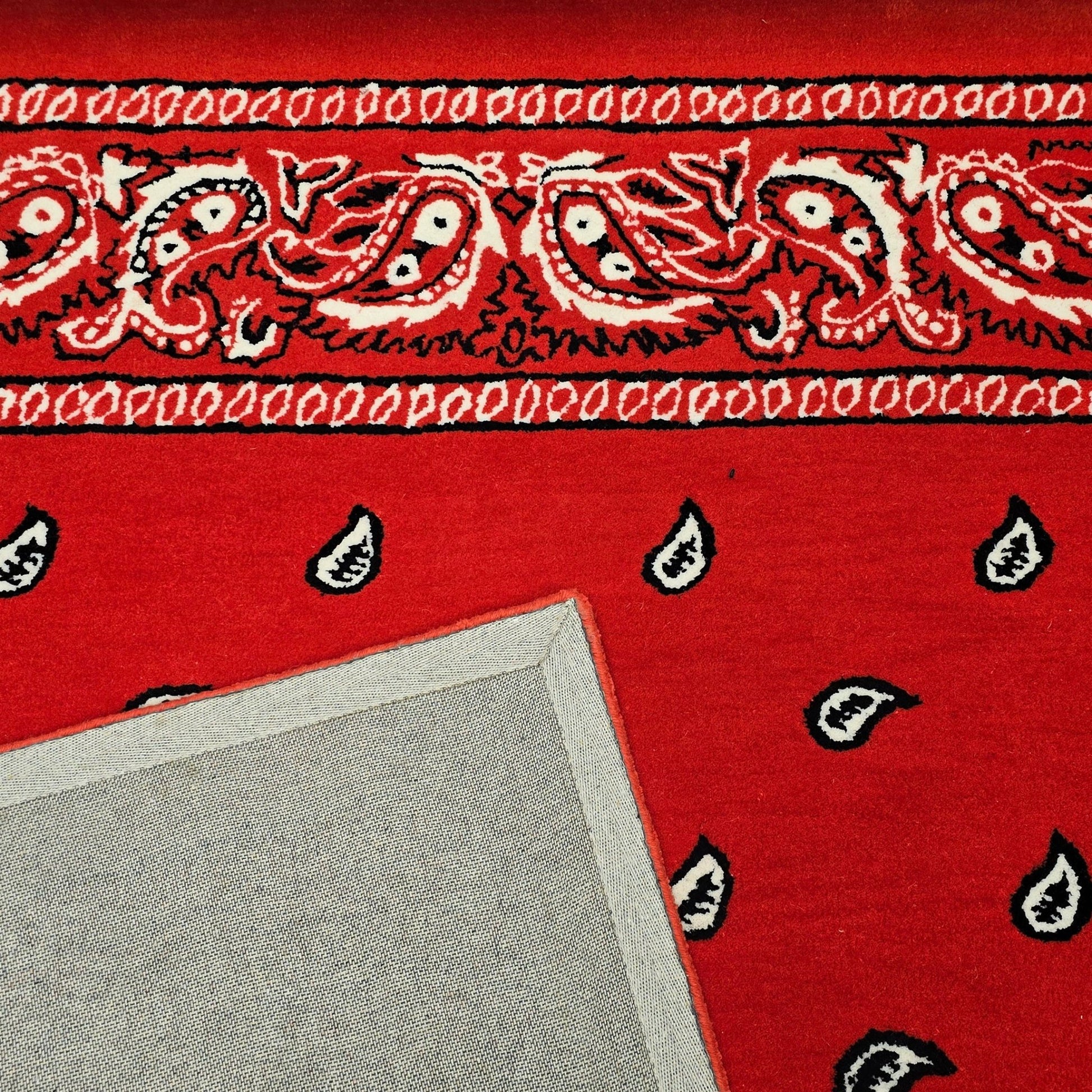 Red Paisley Pattern Hand Tufted Rug - MyTuftedRugs.com
