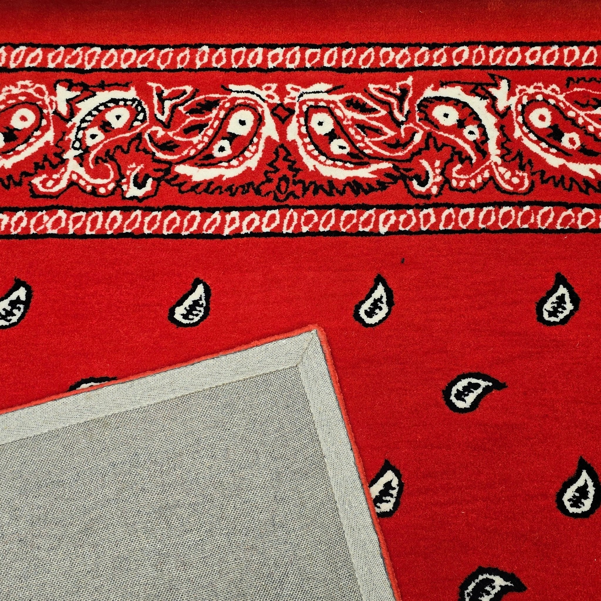 Red Paisley Pattern Hand Tufted Rug - MyTuftedRugs.com