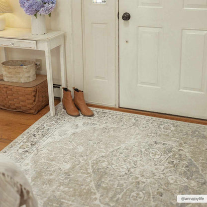 Rudo Beige Flat Pile Washable Rug - MyTuftedRugs.com