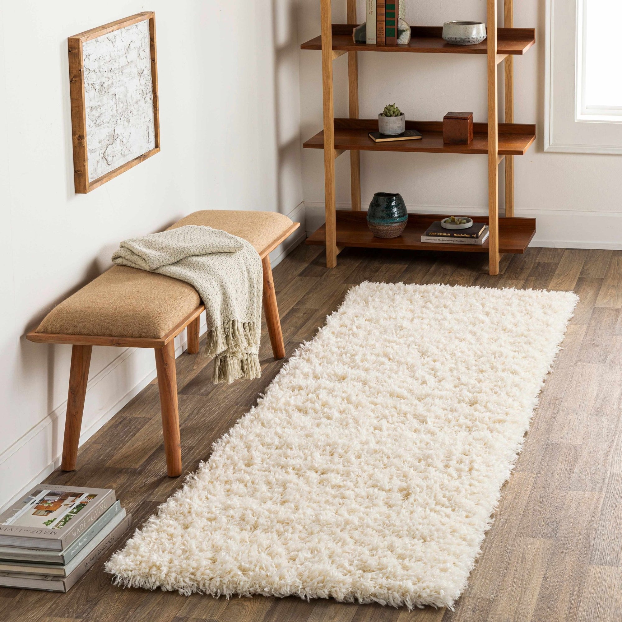 Siari Solid Cream Plush Rug - MyTuftedRugs.com
