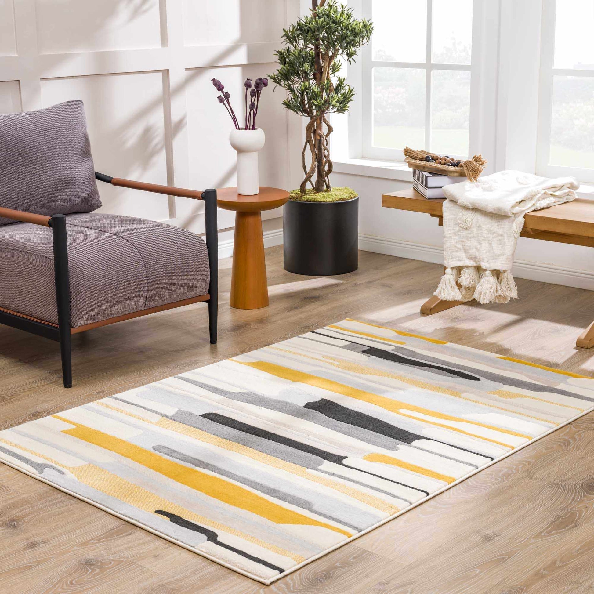 Southfields Mustard Modern Rug - MyTuftedRugs.com