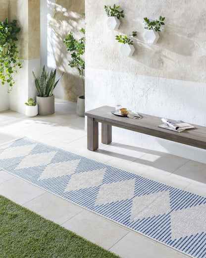 Stephan Blue & Cream Outdoor Rug - MyTuftedRugs.com