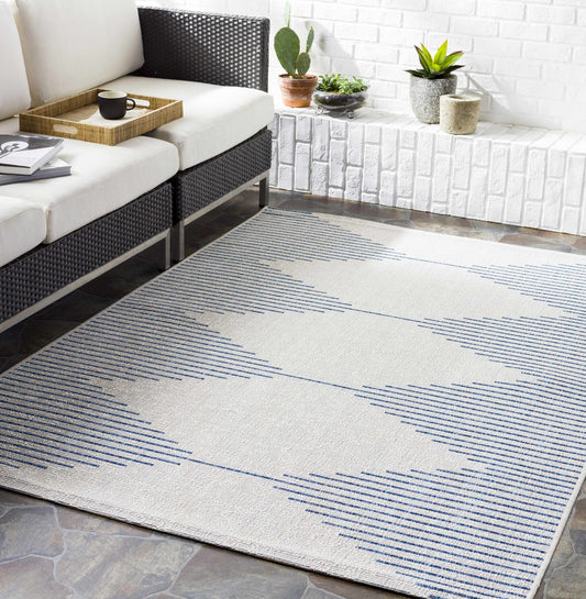 Stephan Blue & Cream Outdoor Rug - MyTuftedRugs.com