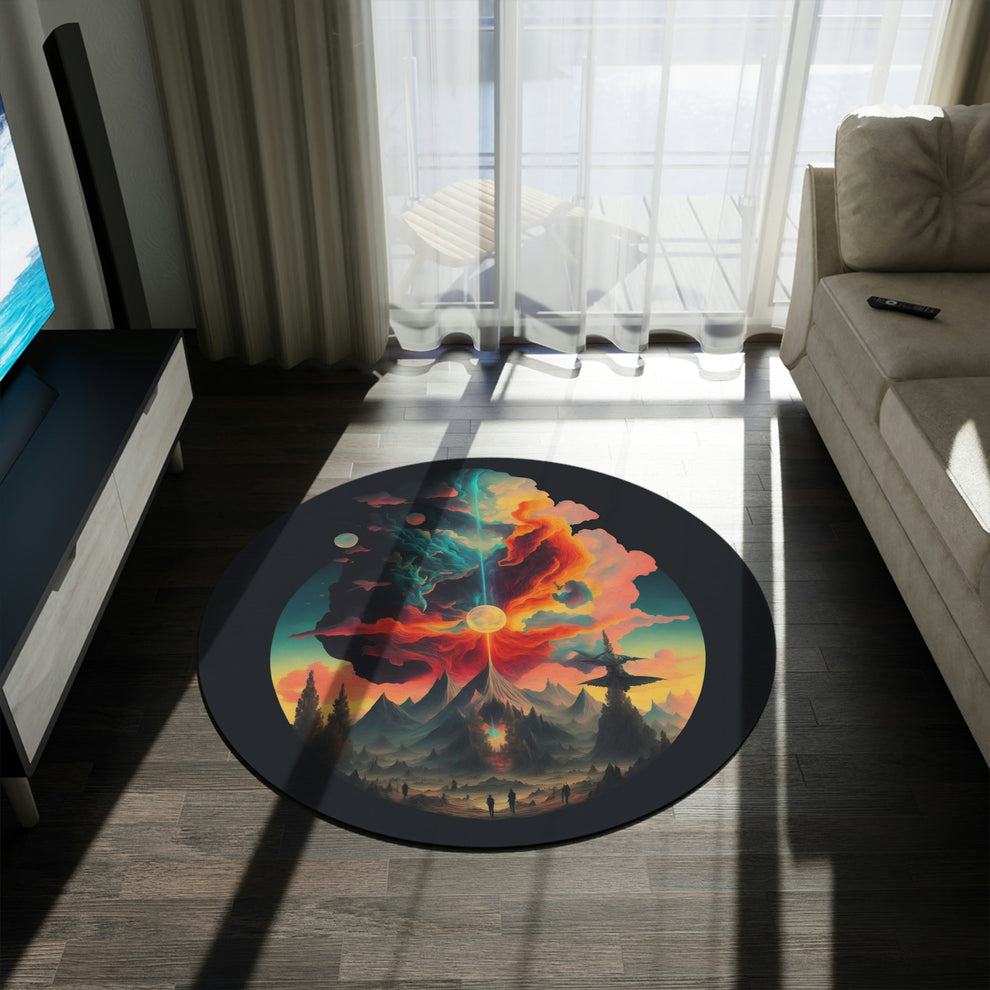 Digital Planetz #1 Round Rug - MyTuftedRugs.com 