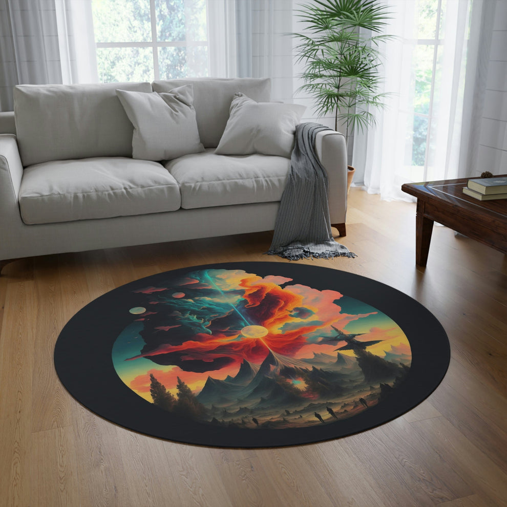 Digital Planetz #1 Round Rug - MyTuftedRugs.com 