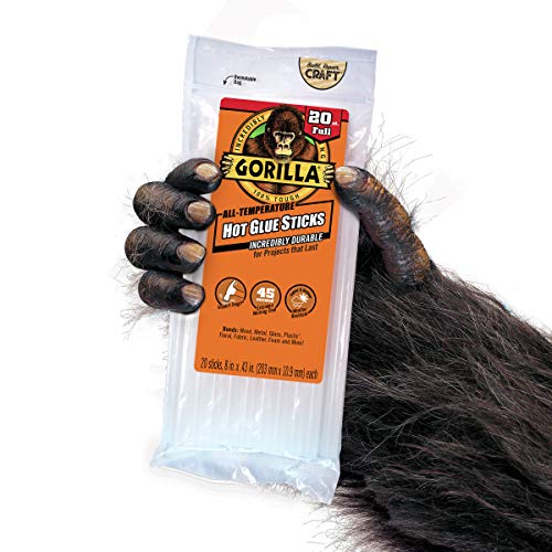 Gorilla Hot Glue Sticks Full Size 8 Long x .43 Diameter 20 Count Clear (Pack of 1)