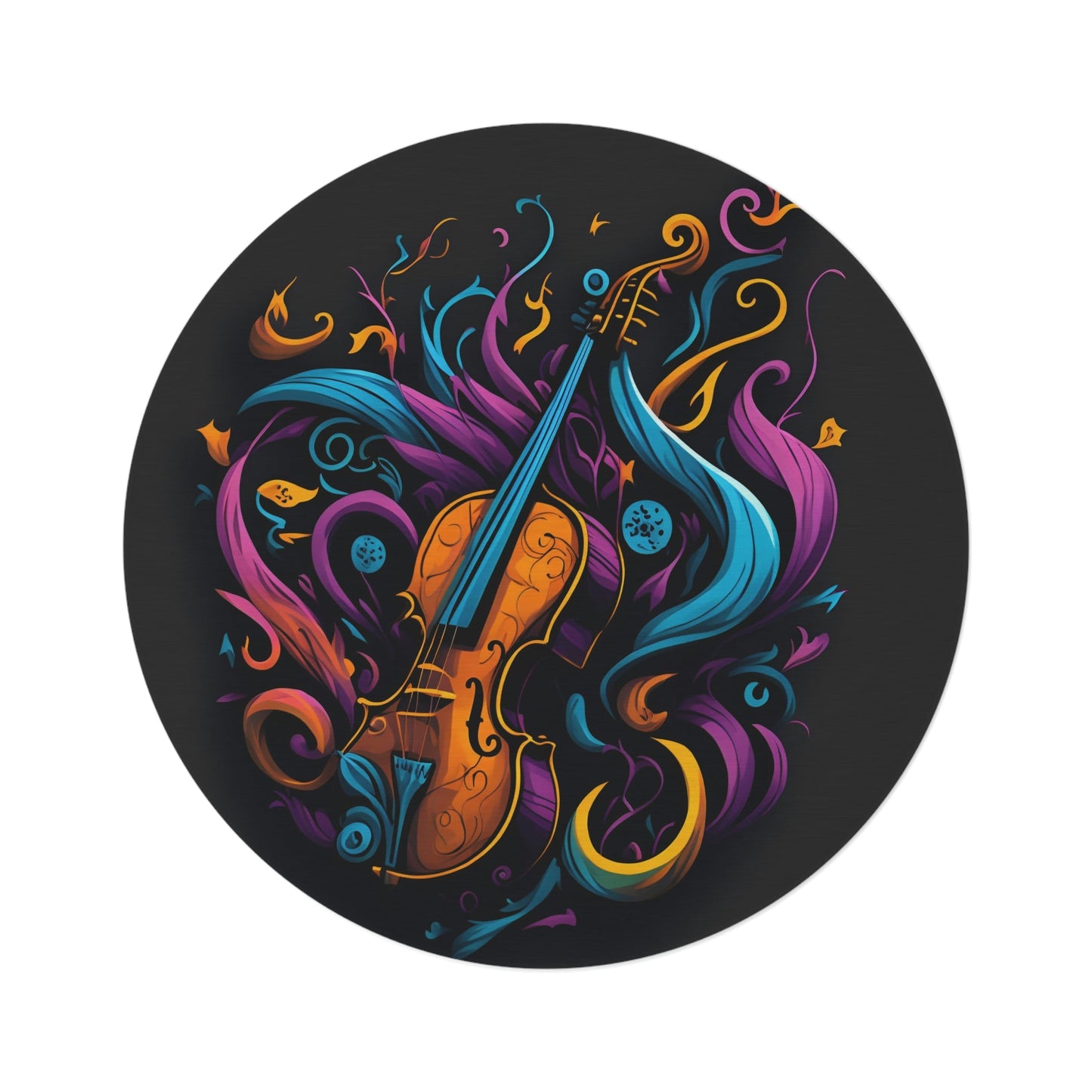 N'awlins Slang Violin Round Rug - MyTuftedRugs.com