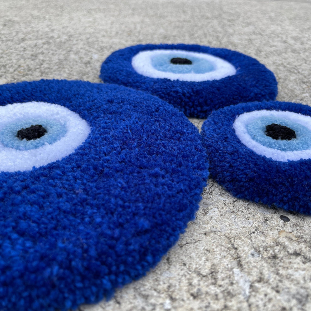 Nazar Blue "Evil Eye" Tufted Rugs - MyTuftedRugs.com 