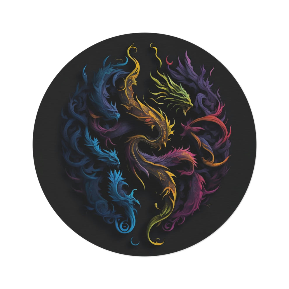 "Rainbow Dragons" Round Rug - MyTuftedRugs.com 