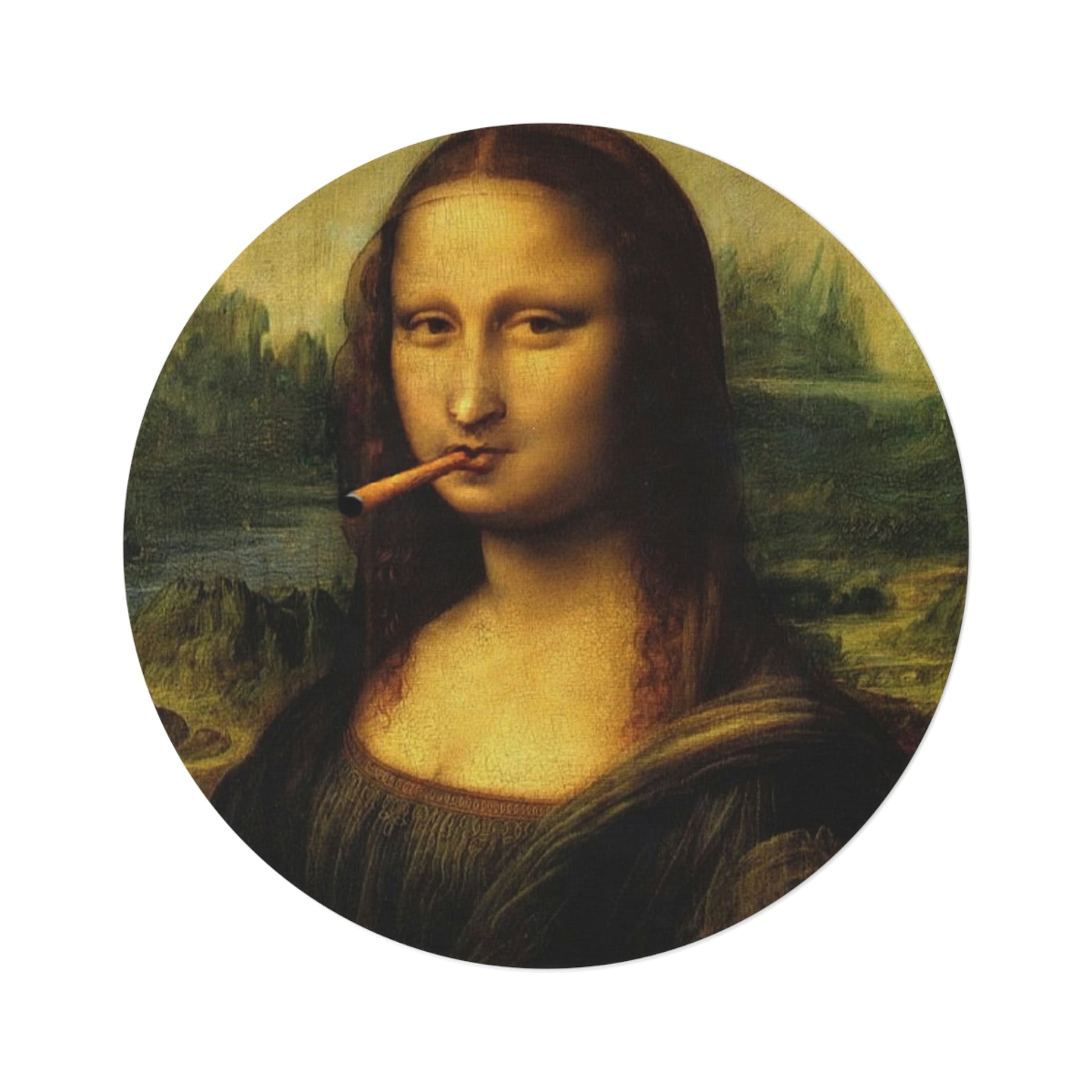 Smokin Mona Lisa Round Rug - MyTuftedRugs.com