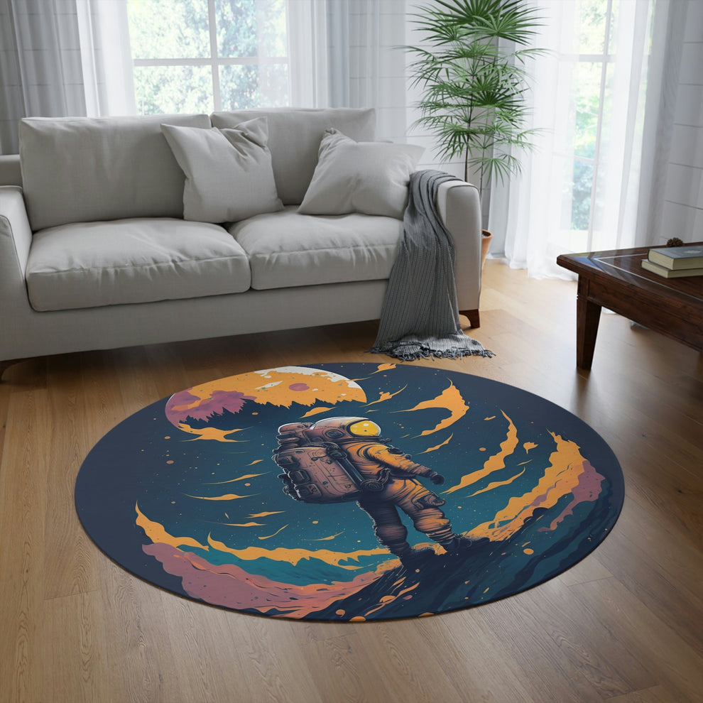 The Cosmic Astronaut Round Rug - MyTuftedRugs.com 