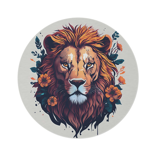 The Lion Flower Round Rug - MyTuftedRugs.com