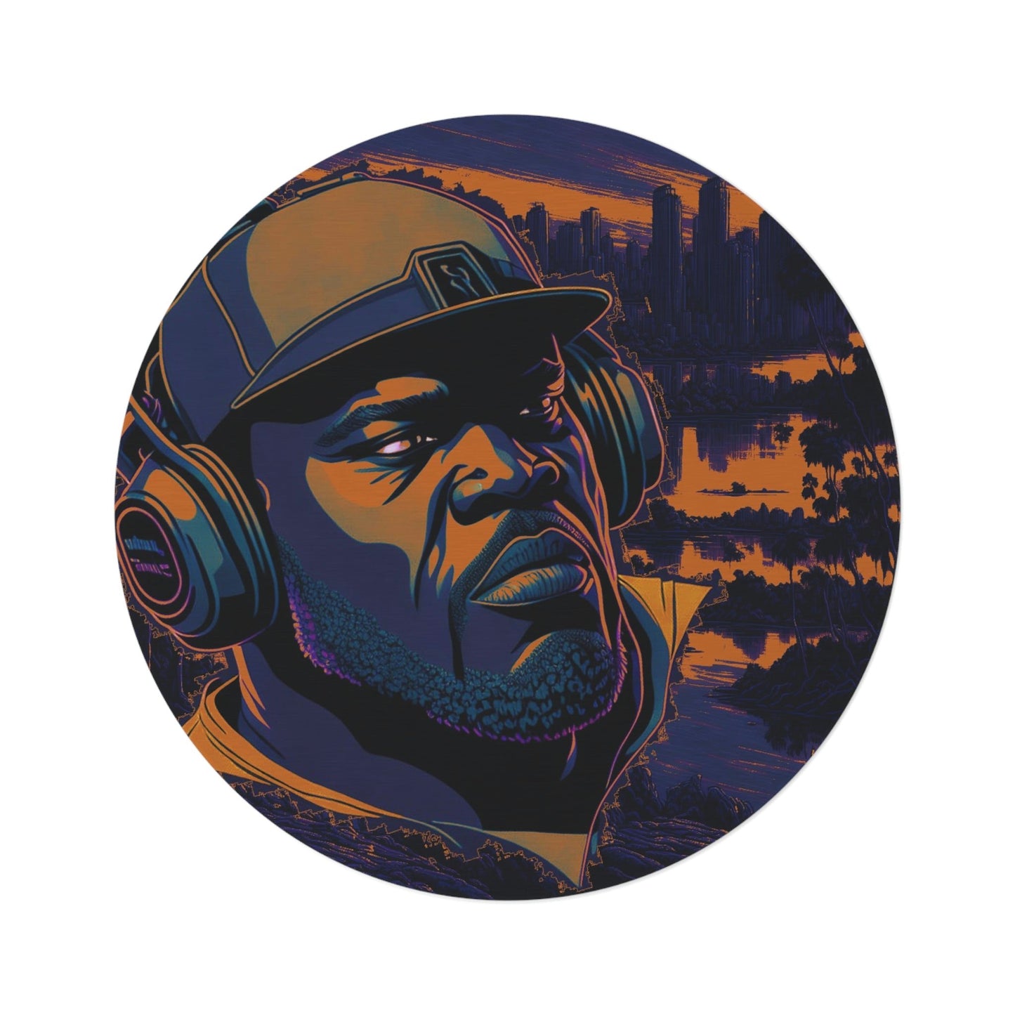 Young Shaq "Lake Eola" Round Rug - MyTuftedRugs.com